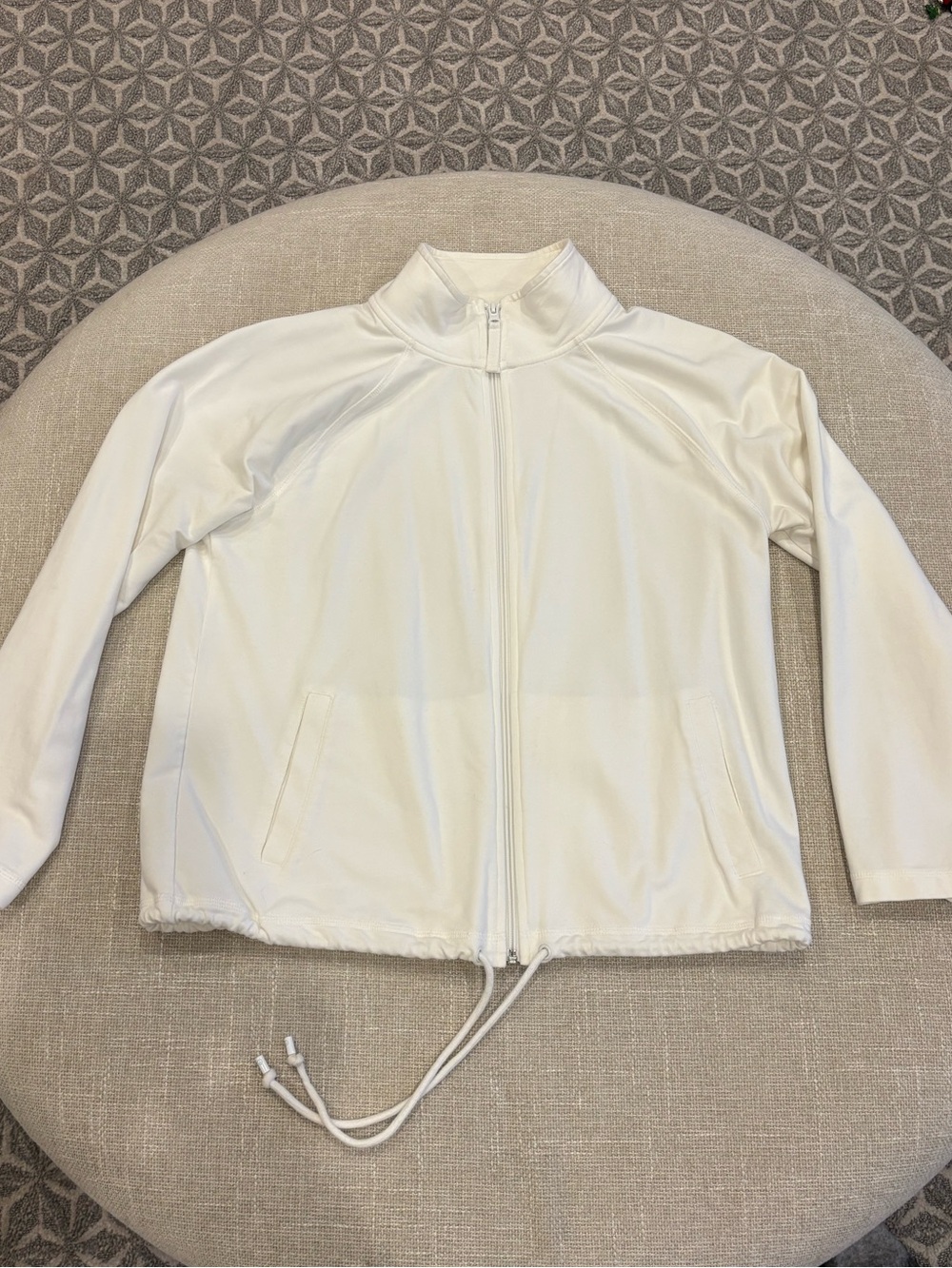 Talbots White Full-Zip Utility Jacket with Drawcord